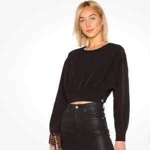 L'ACADEMIE Revolve Black Cropped pullover top in size XS